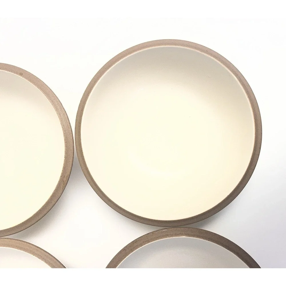 Dansk China SANTIAGO WHITE Cereal‎ Bowl *NEW*  SET of 4 | Beige Body Tan Edge